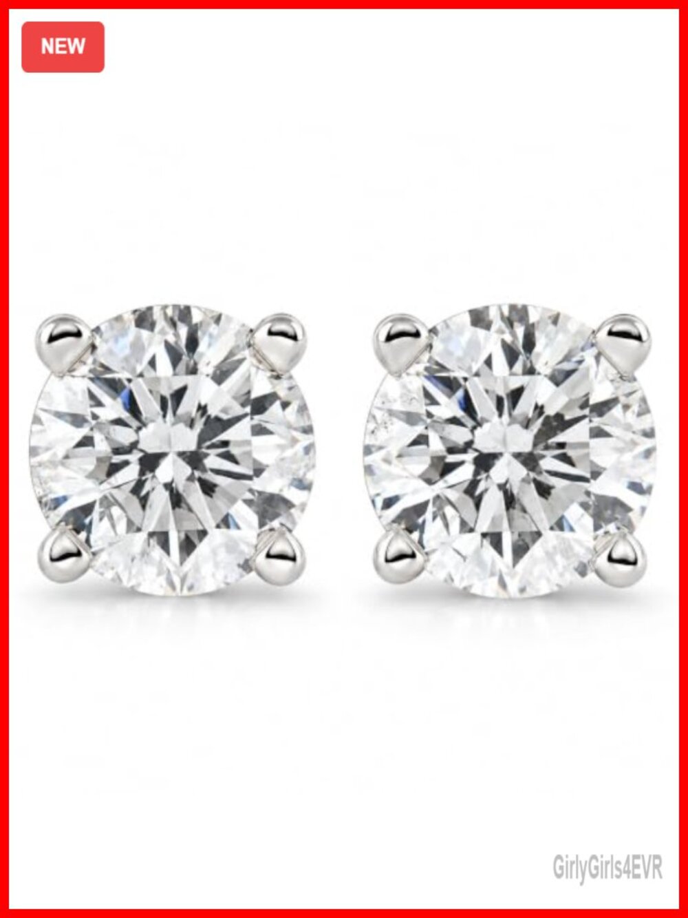 0.50Ct Round Brilliant Diamond Stud Earrings in 14K White Gold Classic